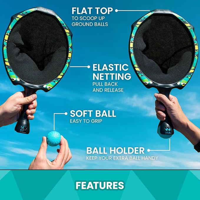 Catch &amp; Release Slingshot Game – 2 Rackets, 2 Balls, Indoor/Outdoor Fun