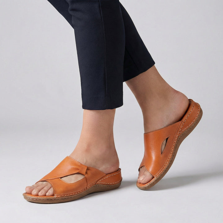 Leather Crossover Slide Sandals - DHACTIVE 5