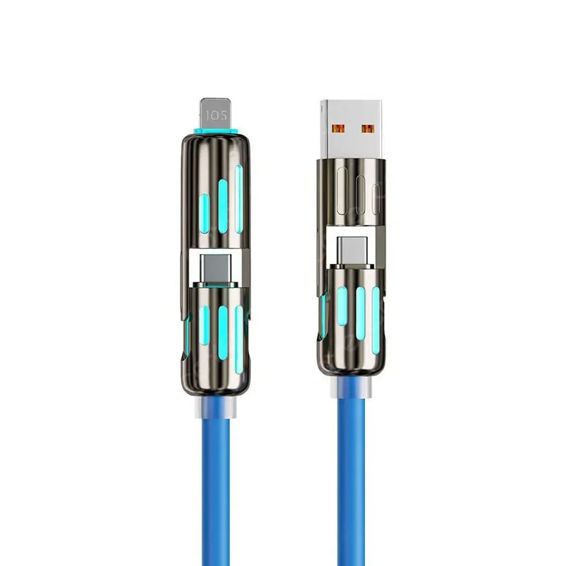 4-in-1 Charging Cable – 3 Lengths, 7 Colors, Tangle-Free