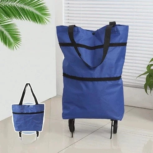 Foldable Rolling Grocery Bag Cart – Large Capacity Tote for Easy Shopping Trips