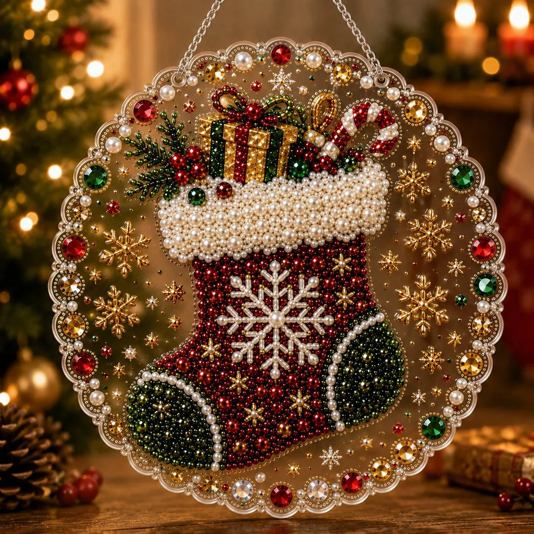 Christmas Pearl Diamond Art Suncatcher Kit – DIY Sparkling Ornament