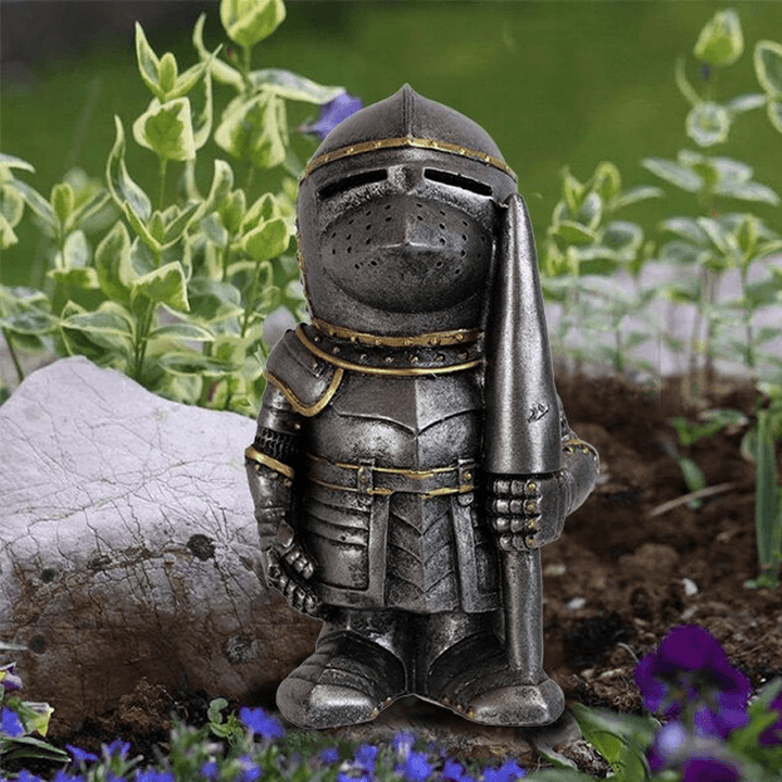 Medieval Knight Garden Gnome - Durable Crusader Statue for Yard &amp; Lawn Decor - DHACTIVE 6
