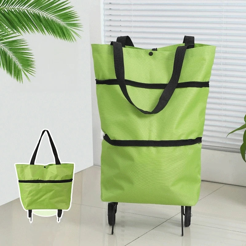 Foldable Rolling Grocery Bag Cart – Large Capacity Tote for Easy Shopping Trips