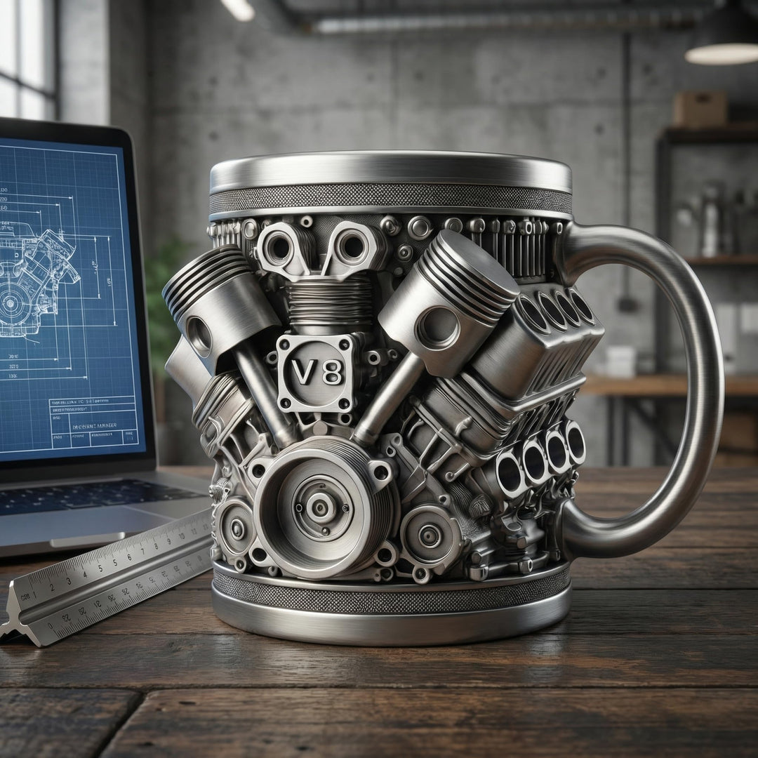 V8 Engine Coffee Mug - Resin Cast Car Mug (Small &amp; Large)