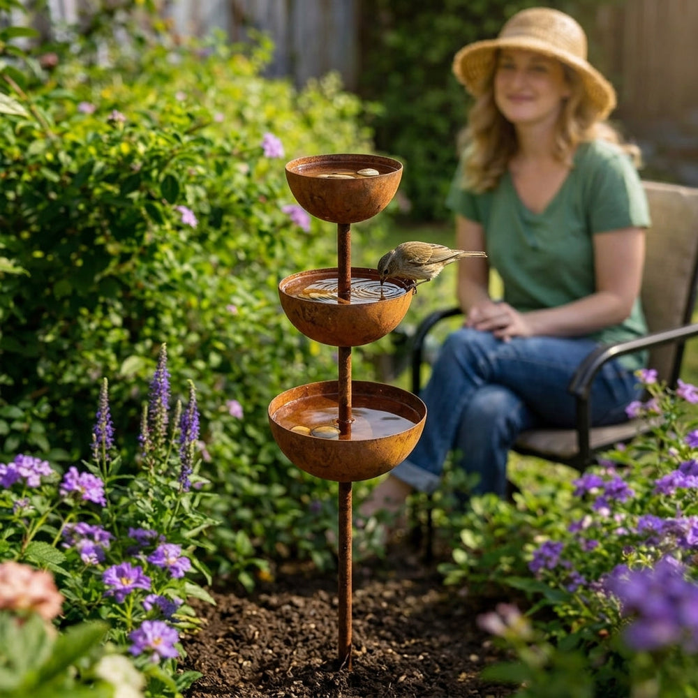 Handcrafted Rustic Copper Bird Bath Stake – Add Charm to Your Garden - DHACTIVE 2