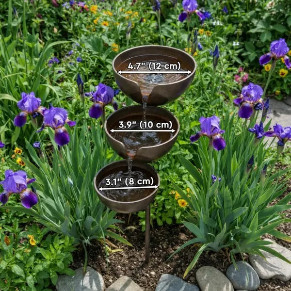 Metal Leaf Rain Catcher Bird Bath - Outdoor Garden Stakes - DHACTIVE 7