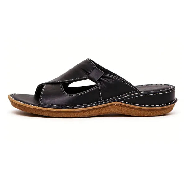 Orthopedic Leather Crossover Slide Sandals