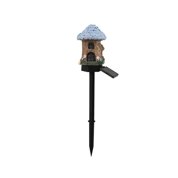 Solar Fairy Cottage Garden Stake Light, Hand-Sculpted Resin, Auto-On Warm LED - DHACTIVE 12