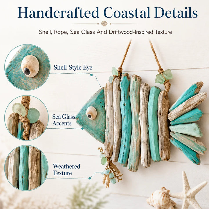 Handmade Crochet Coastal Fish Wall Hanging
