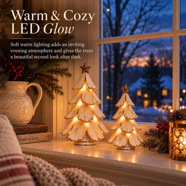 Vintage Lighted Christmas Tree Figurine – Warm Glow, Zero Setup