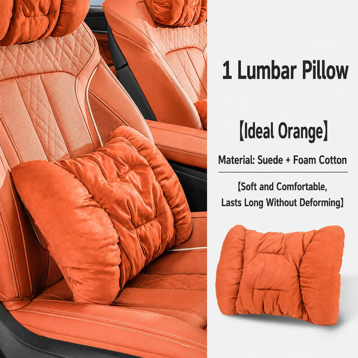 Suede-Touch Car Headrest &amp; Lumbar Support Set - DHACTIVE 8