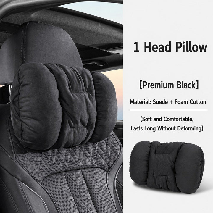 Suede-Touch Car Headrest &amp; Lumbar Support Set - DHACTIVE 5