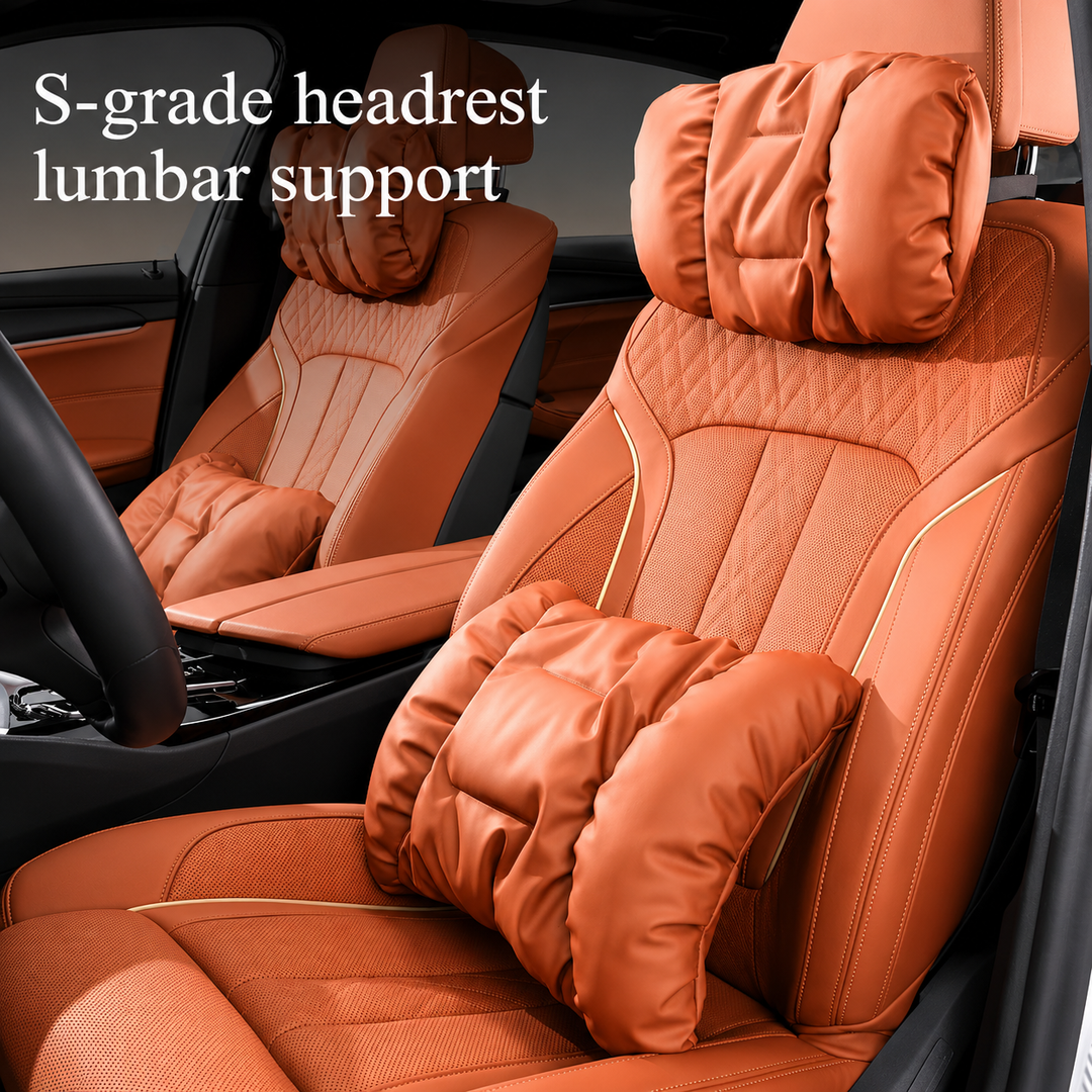 Suede-Touch Car Headrest & Lumbar Support Set - DHACTIVE