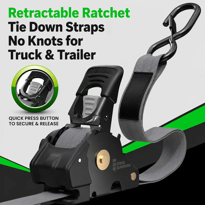 Retractable Ratchet Tie Down Straps – No Knots for Truck &amp; Trailer - DHACTIVE