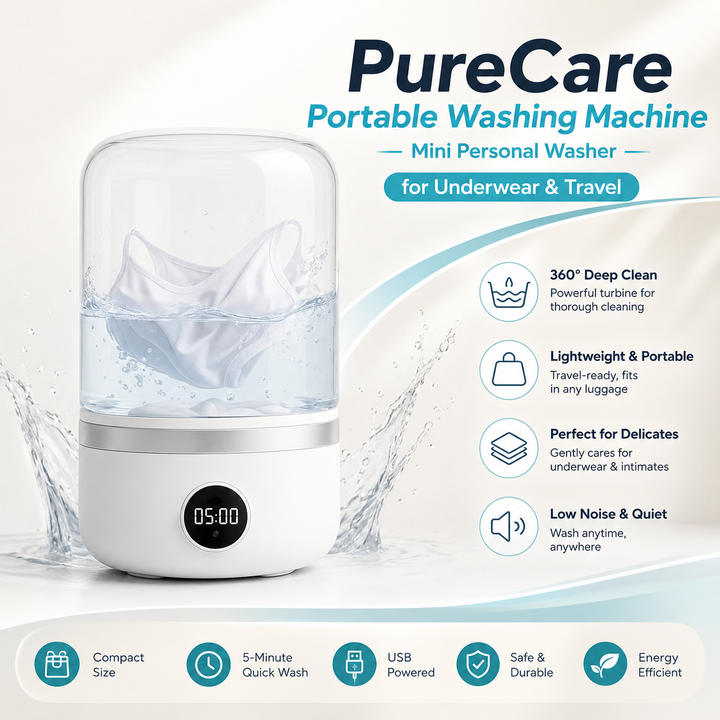 PureCare Portable Washing Machine — Mini Personal Washer for Underwear &amp; Travel - DHACTIVE