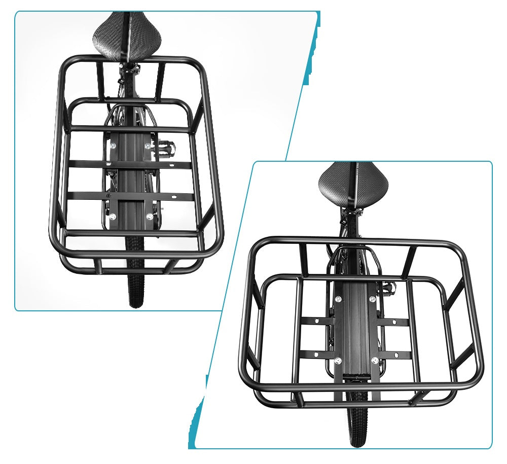 Heavy-Duty Rear Bike Basket with Rack – Large Metal Bicycle Carrier for Groceries, Commutes &amp; E-Bikes