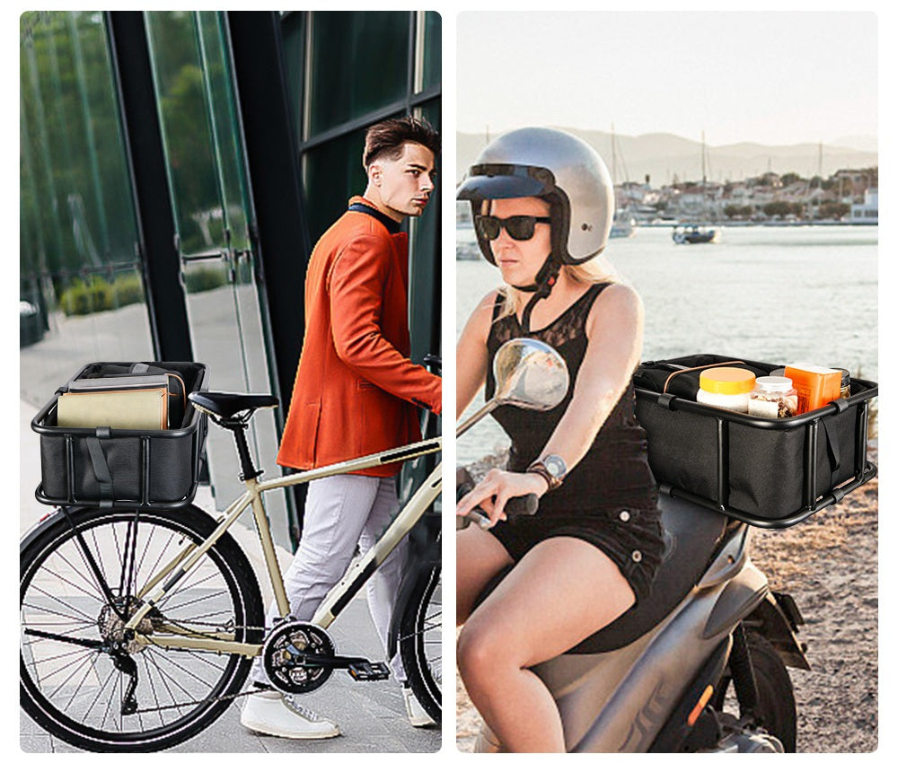 Heavy-Duty Rear Bike Basket with Rack – Large Metal Bicycle Carrier for Groceries, Commutes &amp; E-Bikes - DHACTIVE 8