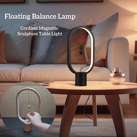 Floating Balance Lamp - Cordless Magnetic Sculpture Table Light - DHACTIVE