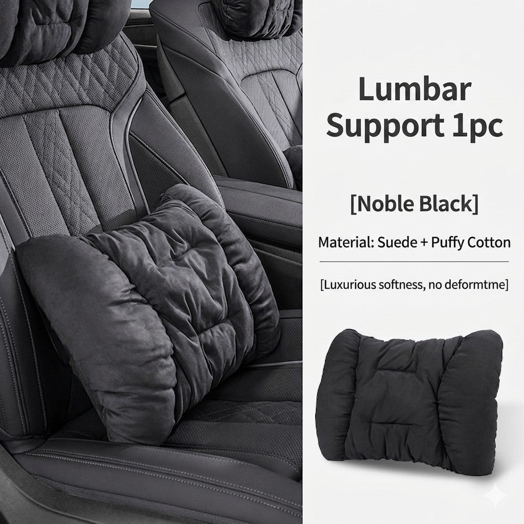 Suede-Touch Car Headrest &amp; Lumbar Support Set - DHACTIVE 9