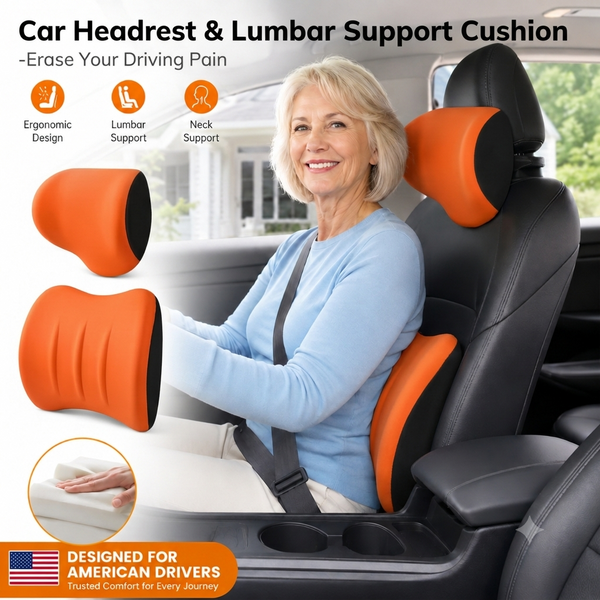 Car Headrest & Lumbar Support Cushion