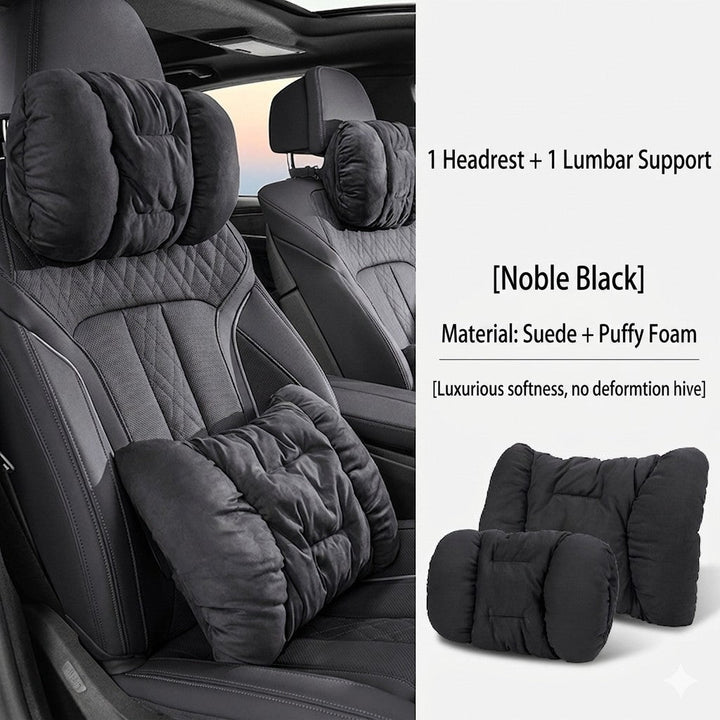 Suede-Touch Car Headrest &amp; Lumbar Support Set - DHACTIVE 13