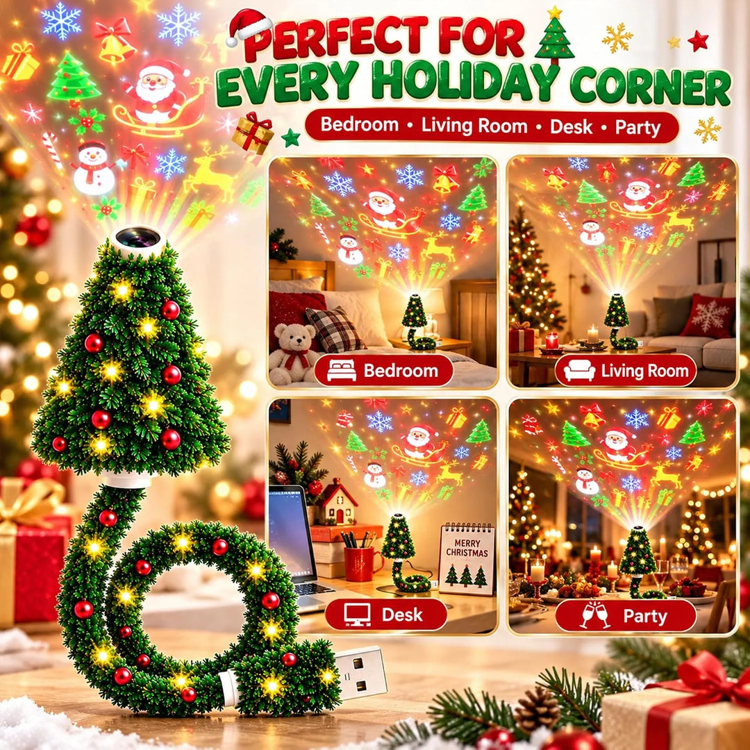 Portable Christmas Tree Projection Light – 6 Holiday Patterns