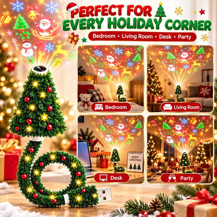 Portable Christmas Tree Projection Light – 6 Holiday Patterns