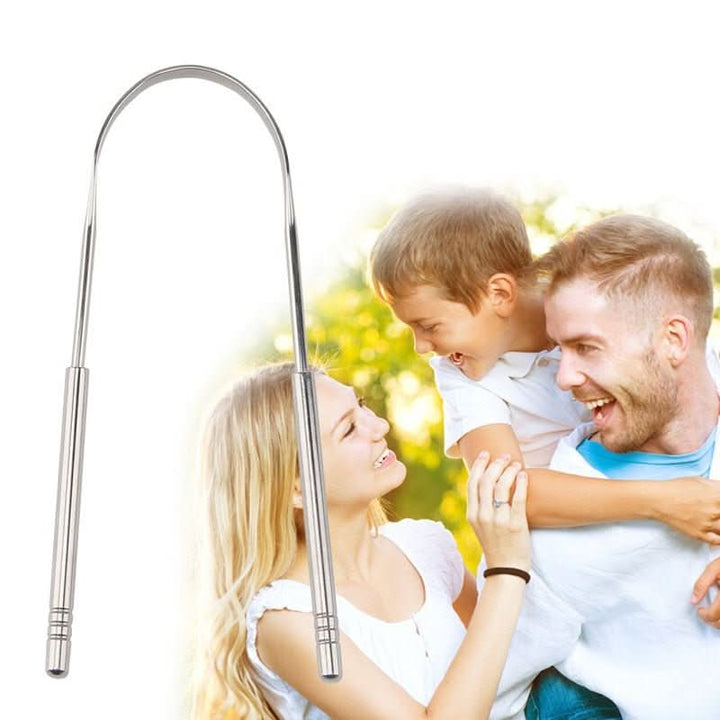 Stainless steel tongue scraper for fresh breath &amp; oral hygiene