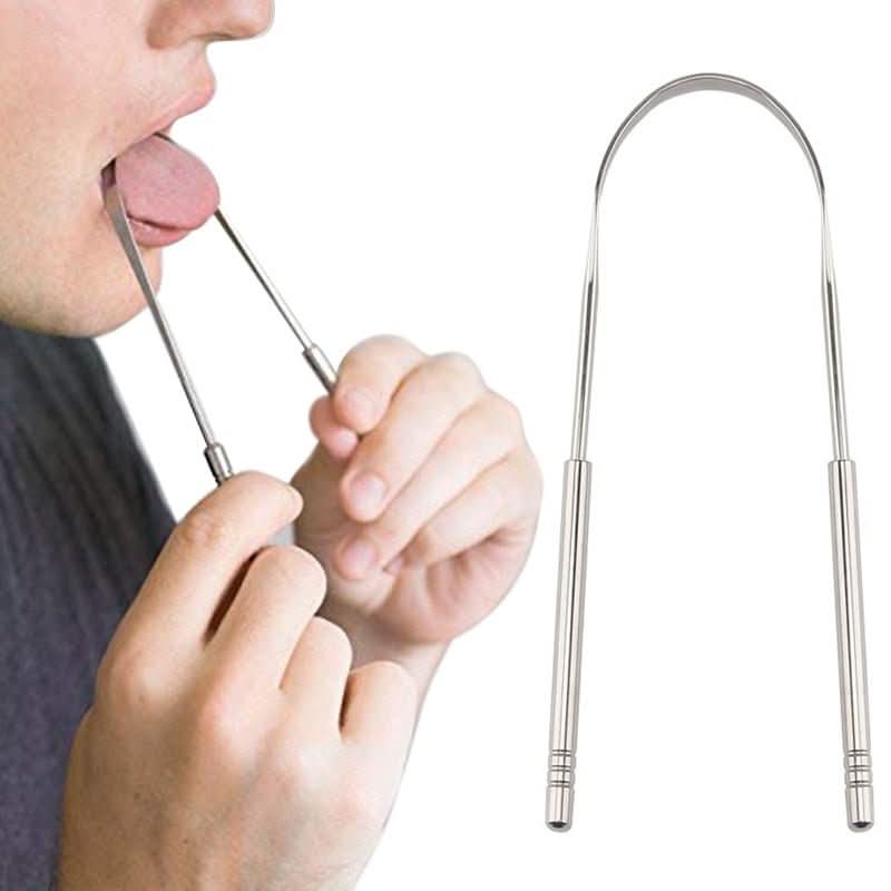 Stainless steel tongue scraper for fresh breath & oral hygiene - DHACTIVE 2