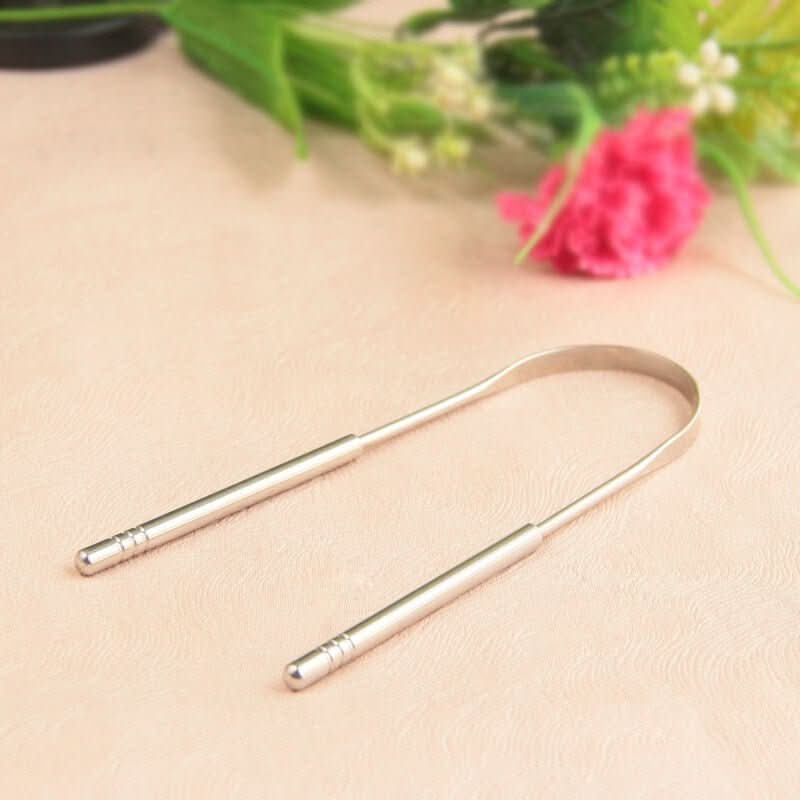 Stainless steel tongue scraper for fresh breath &amp; oral hygiene