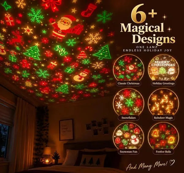 Portable Christmas Tree Projection Light – 6 Holiday Patterns
