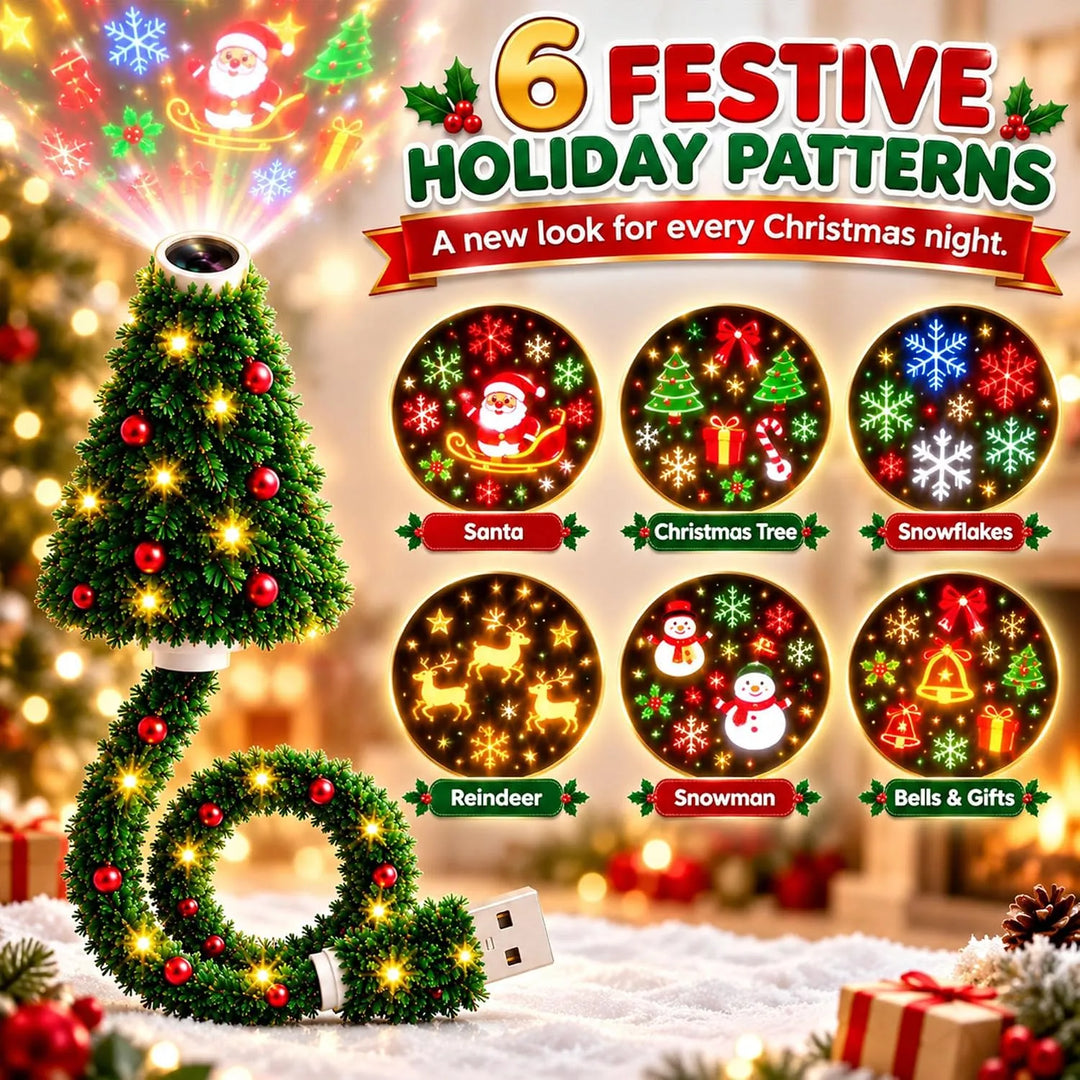 Portable Christmas Tree Projection Light – 6 Holiday Patterns