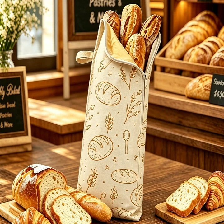 Beeswax Bread Storage Bags - Reusable Cotton Zipper Bags