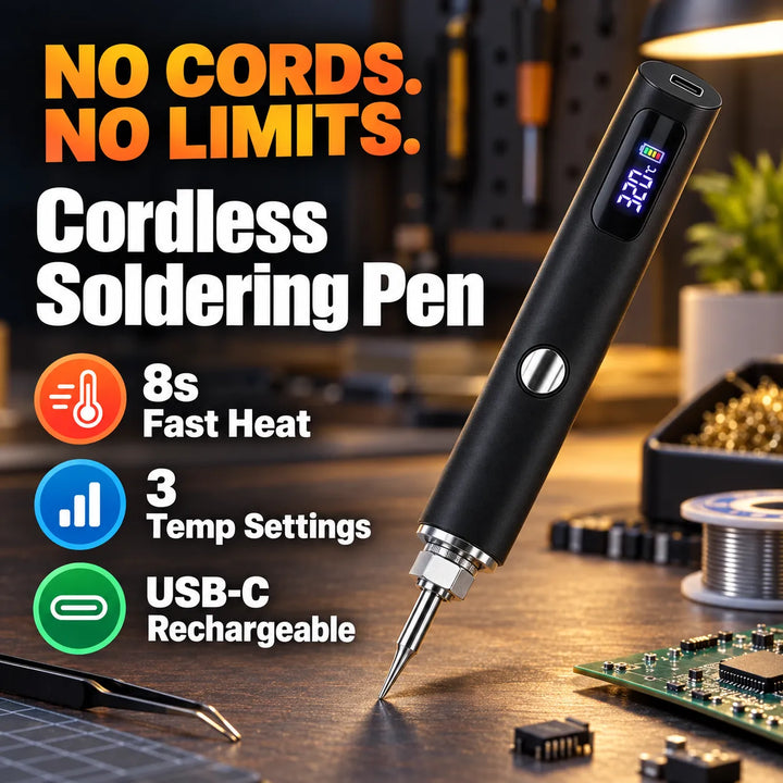 Cordless soldering pen: 8s heat, 3 modes, USB-C
