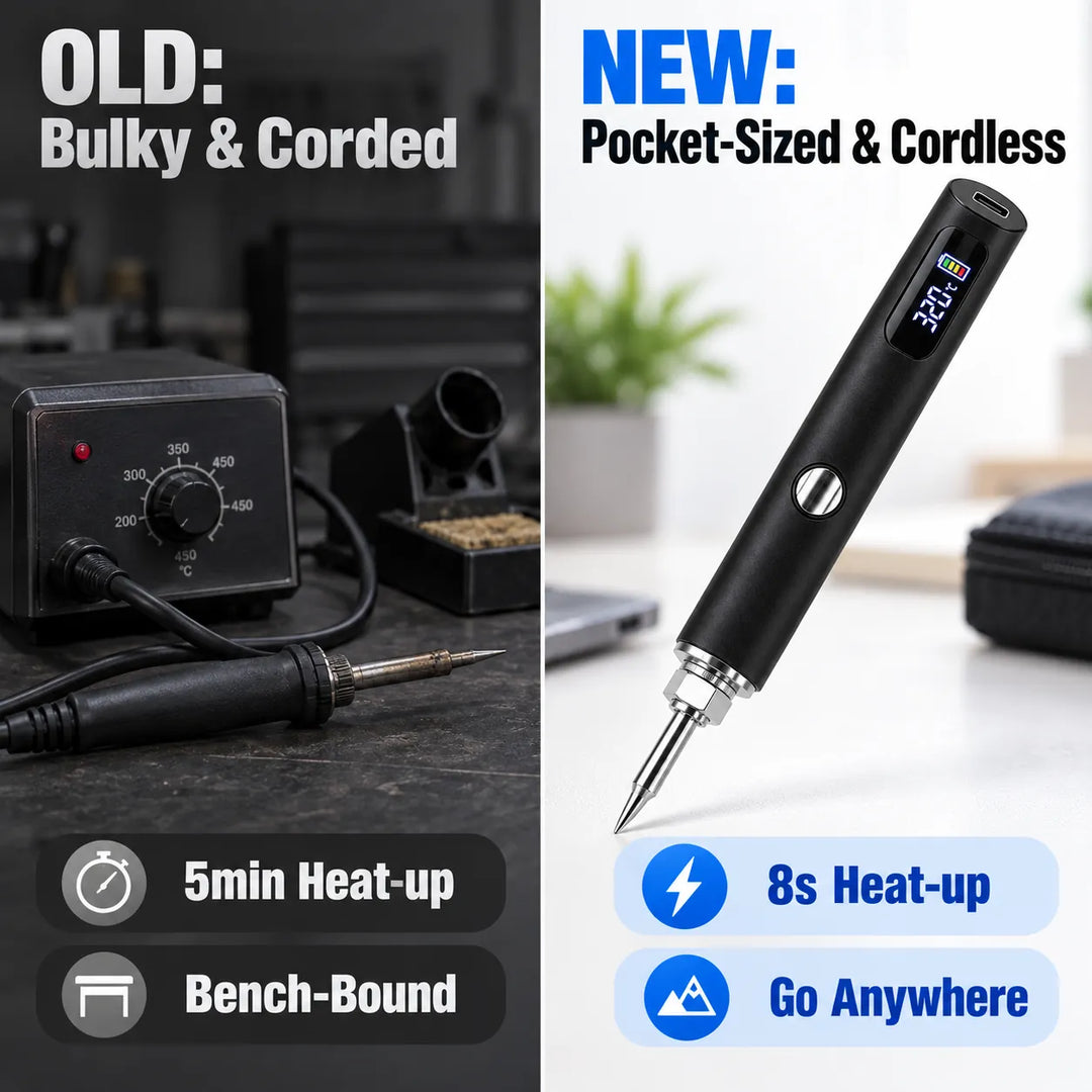 Cordless soldering pen: 8s heat, 3 modes, USB-C