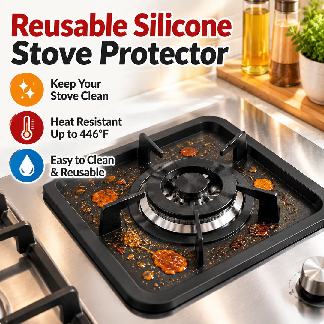 Reusable Silicone Gas Stove Protector Mat, Cut-to-Fit Burner Pad