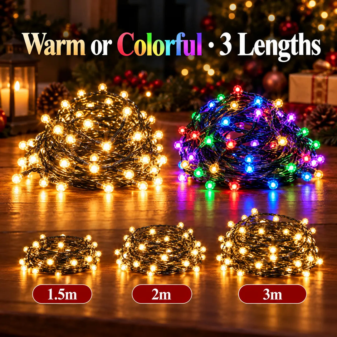 LED Christmas Tree Waterfall Lights – USB Powered, 8 Modes, 1.5m/2m/3m