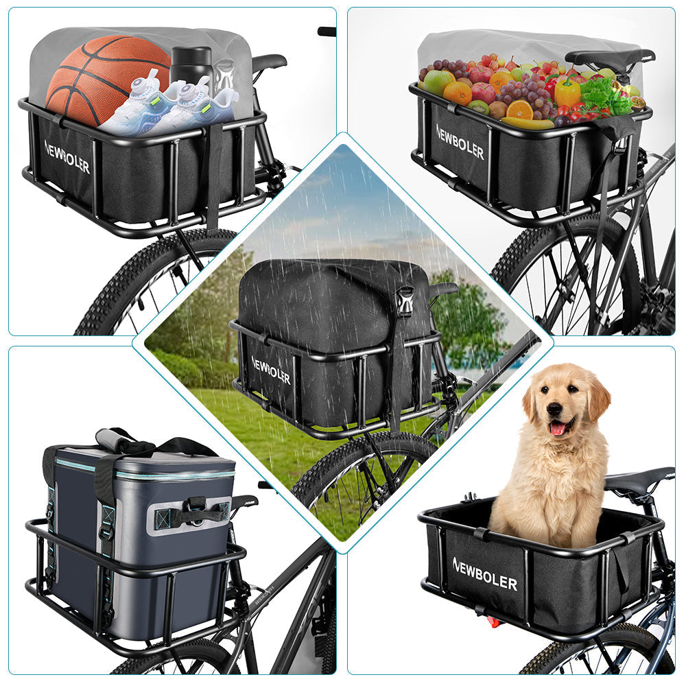 Heavy-Duty Rear Bike Basket with Rack – Large Metal Bicycle Carrier for Groceries, Commutes &amp; E-Bikes - DHACTIVE 11