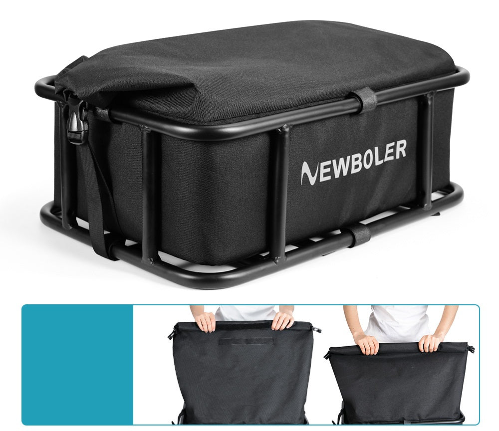 Heavy-Duty Rear Bike Basket with Rack – Large Metal Bicycle Carrier for Groceries, Commutes &amp; E-Bikes - DHACTIVE 12