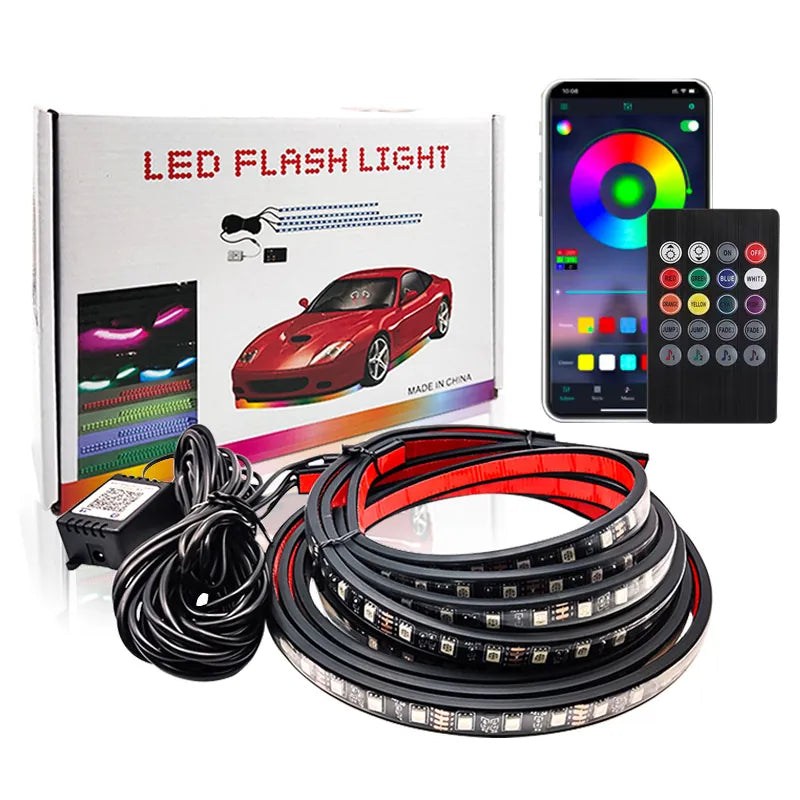 RGB Car Underglow LED Kit, Remote or App Color Control