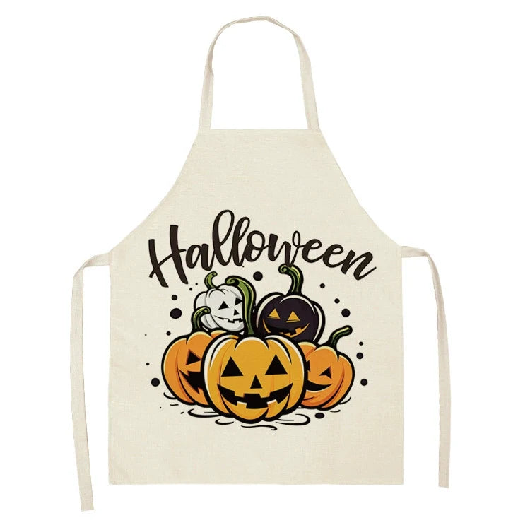 Halloween Kitchen Apron – Cats, Pumpkins &amp; Witches