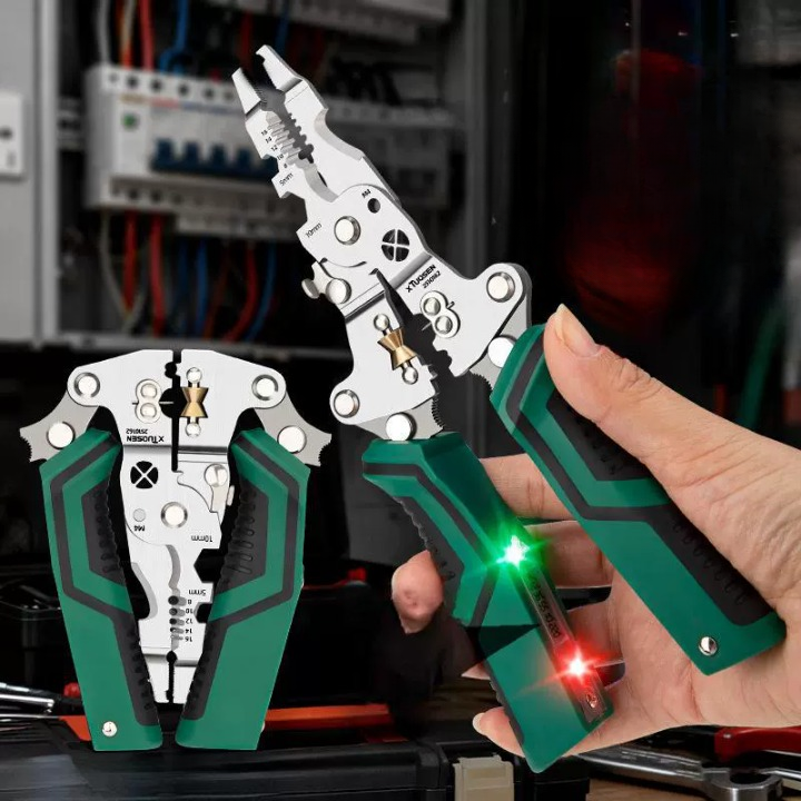 16-in-1 Folding Wire Stripper with Voltage Tester, USB-C Rechargeable