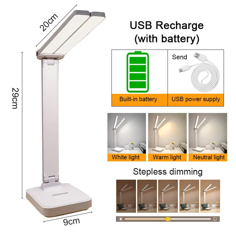 LED Desk Lamp – 3 Brightness Levels & Touch Control – USB Rechargeable & Foldable - DHACTIVE 2