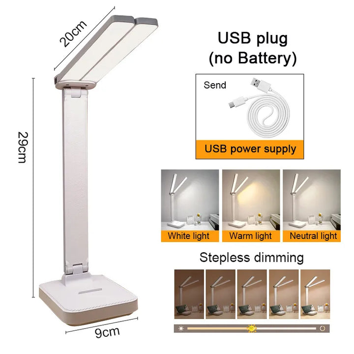 LED Desk Lamp – 3 Brightness Levels &amp; Touch Control – USB Rechargeable &amp; Foldable - DHACTIVE 4