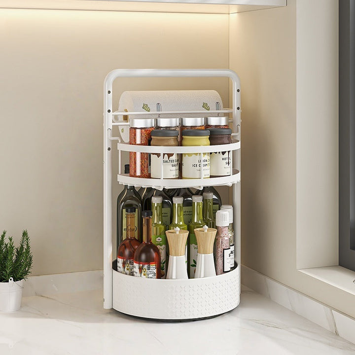 2-Tier Rotating Spice Rack – Lazy Susan with Towel Holder for Counter - DHACTIVE 6