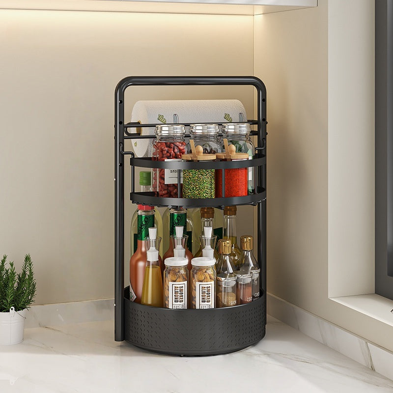 2-Tier Rotating Spice Rack – Lazy Susan with Towel Holder for Counter - DHACTIVE 5