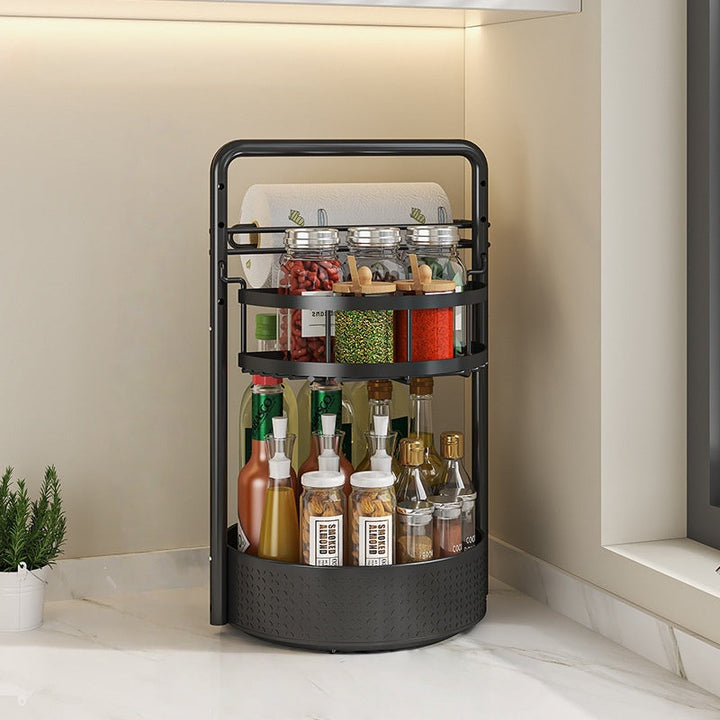 2-Tier Rotating Spice Rack – Lazy Susan with Towel Holder for Counter - DHACTIVE 5