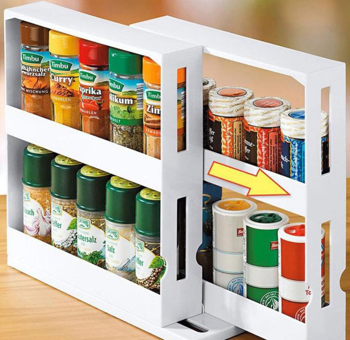 2-Tier Pull-Out Cabinet Organizer – Easy-Access Sliding Spice &amp; Medicine Rack - DHACTIVE 6