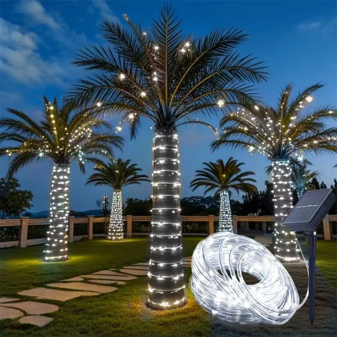 String Lights Outdoor – 7–32 m – Solar Powered & Waterproof – 8 Light Modes – Christmas, Garden & Party Lighting - DHACTIVE