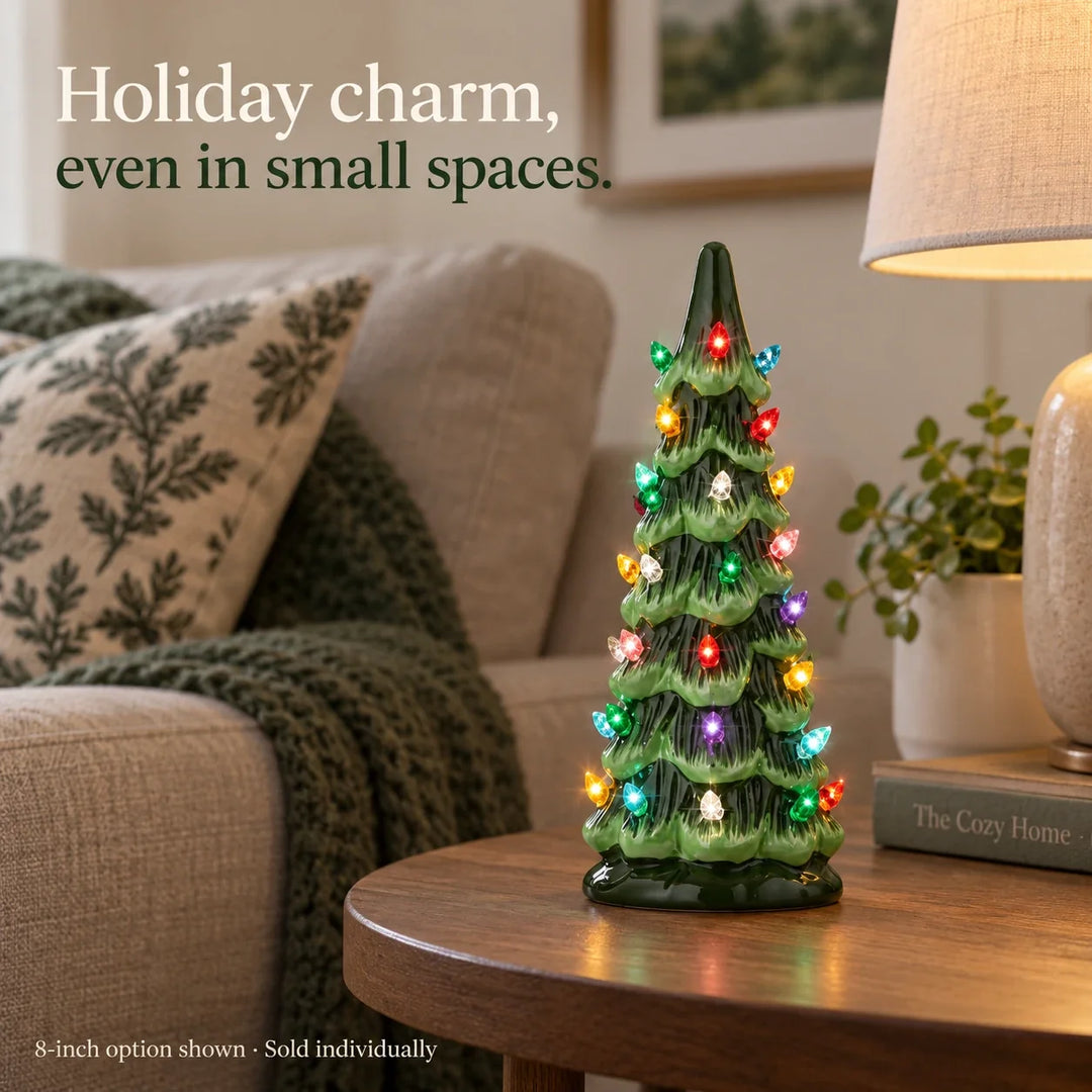 Pre-Lit Ceramic Christmas Tree - Choose 8, 10 or 12 Inches: The 8-inch option